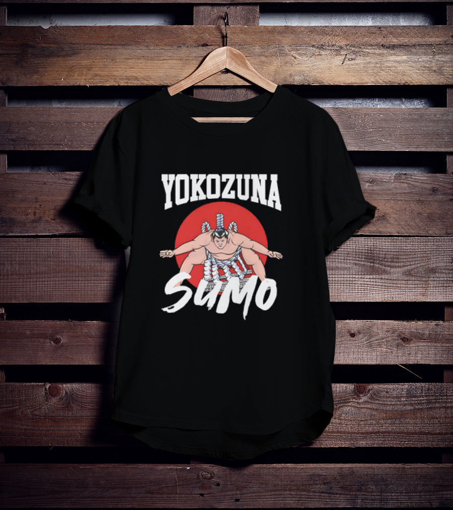 Yokozuna Sumo Japan Vintage Red Sun Background T-Shirt