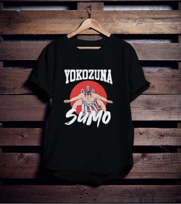 Yokozuna Sumo Japan Vintage Red Sun Background T-Shirt