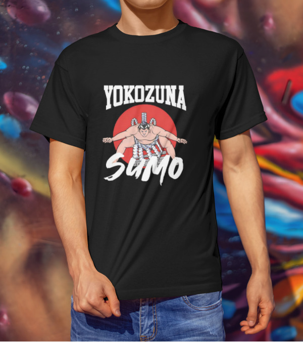 Yokozuna Sumo Japan Vintage Red Sun Background T-Shirt