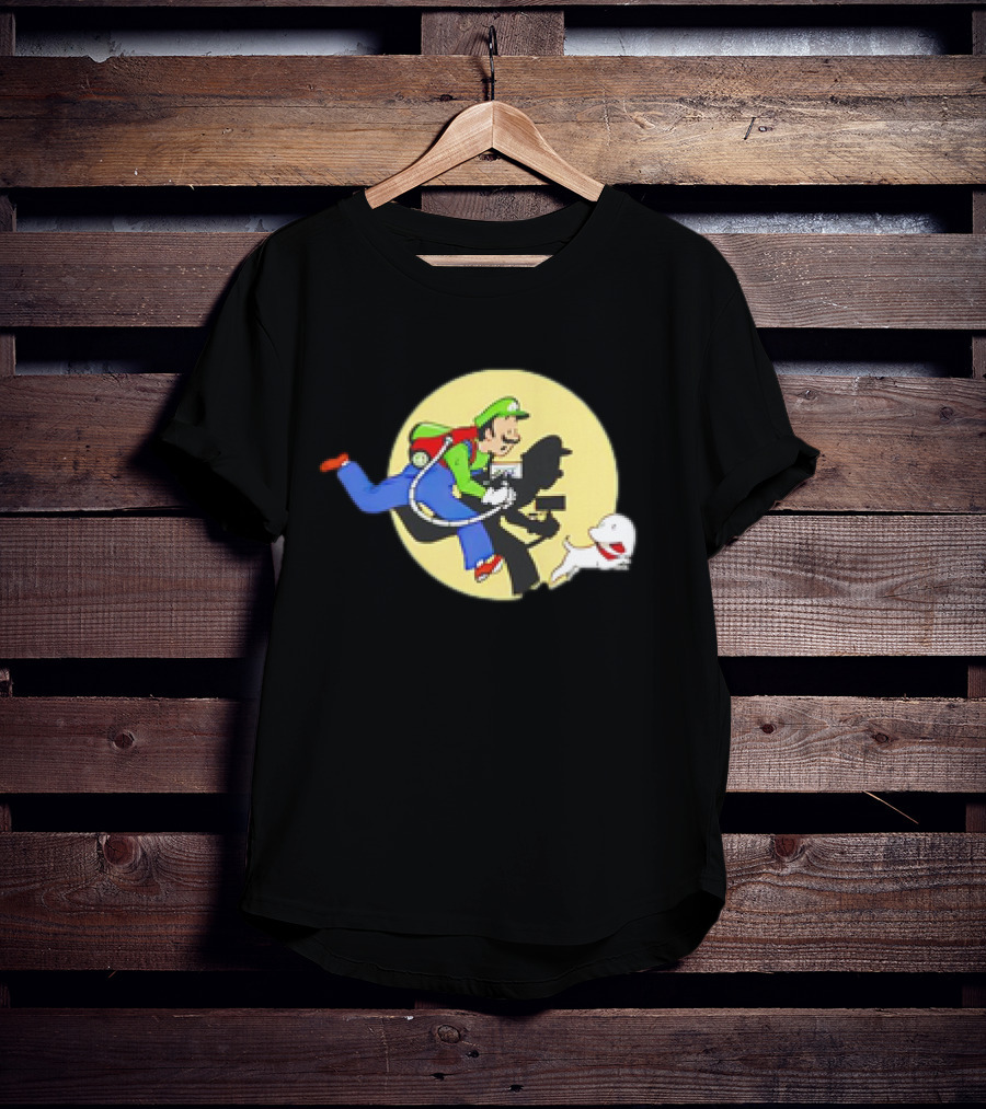 Luigi’s Mansion X The Adventures Of Tintin Luigi And Snowy Shadow Scene T-Shirt