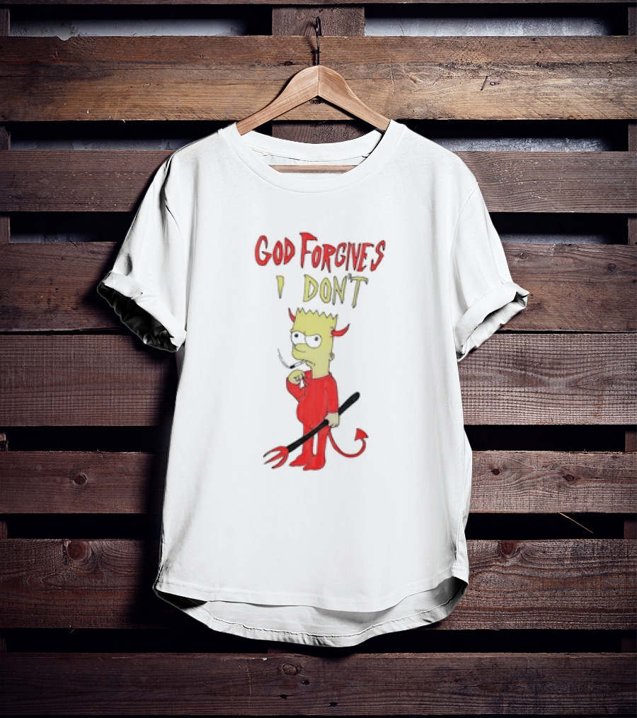 God Forgives I Don’t Bart Simpson Devil Costumed Character Smoking T-Shirt