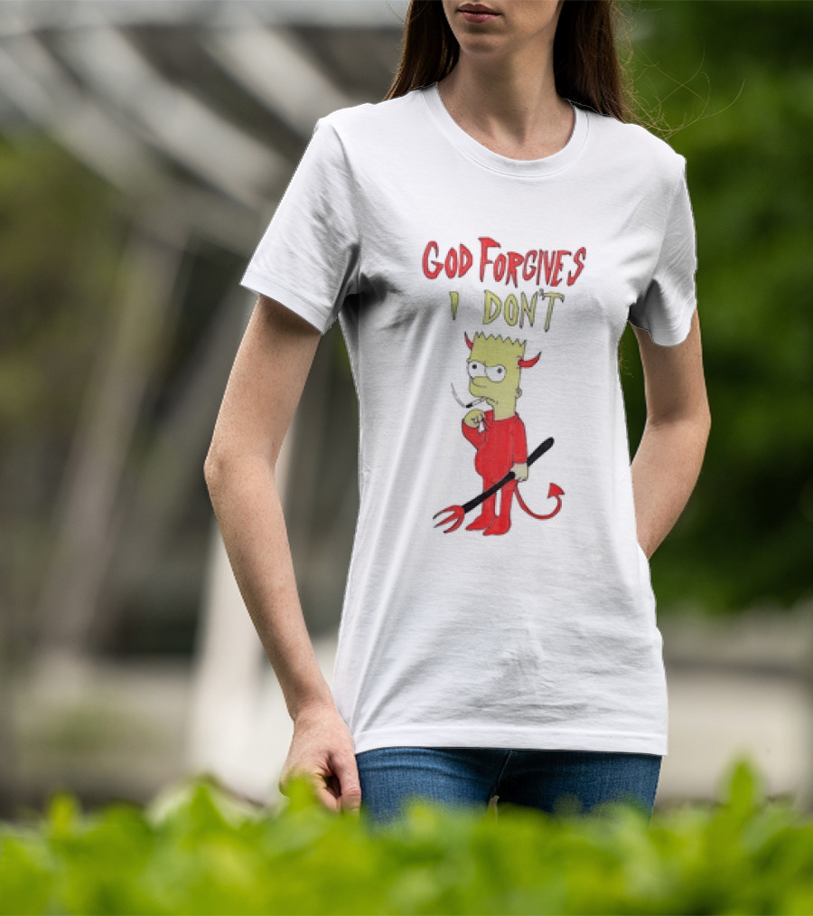 God Forgives I Don’t Bart Simpson Devil Costumed Character Smoking T-Shirt