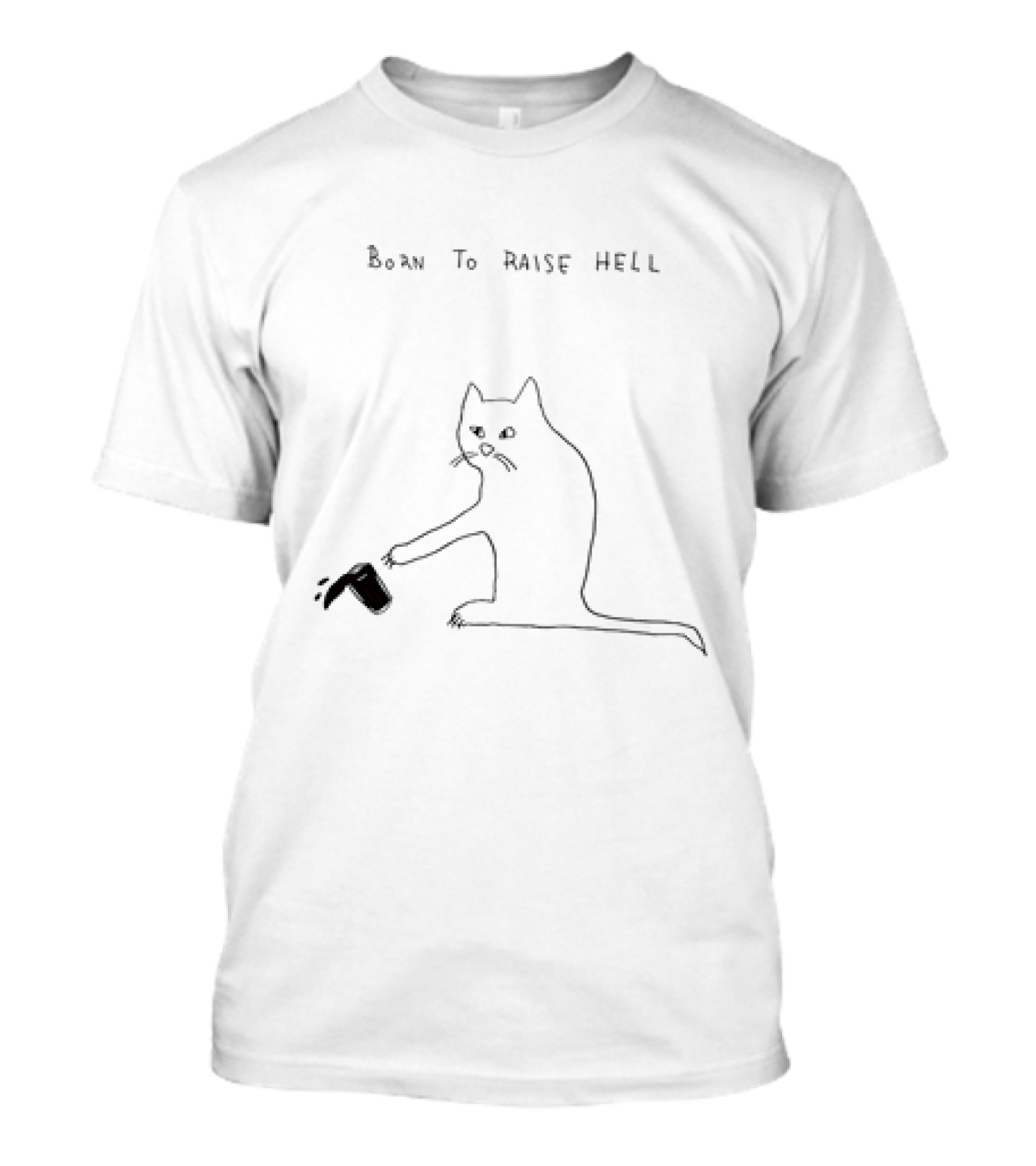 Born To Raise Hell Cat Spilling Coffee T-Shirt