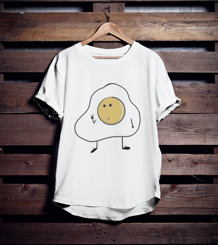 Just A Picture Of Eggboy Peace Gesture Cartoon Fried Egg Character T-Shirt