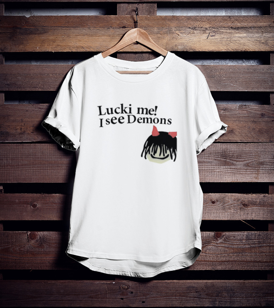 Lucki Me I See Demons Black Hairstyle Red Horns Face T-Shirt