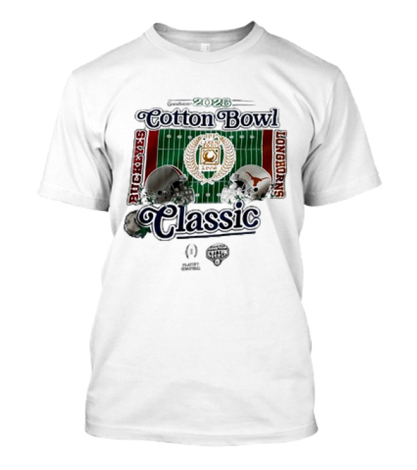 Playoff Central Ohio State Buckeyes Versus Texas Longhorns 2025 Cotton Bowl Classic Helmet Matchup T-Shirt