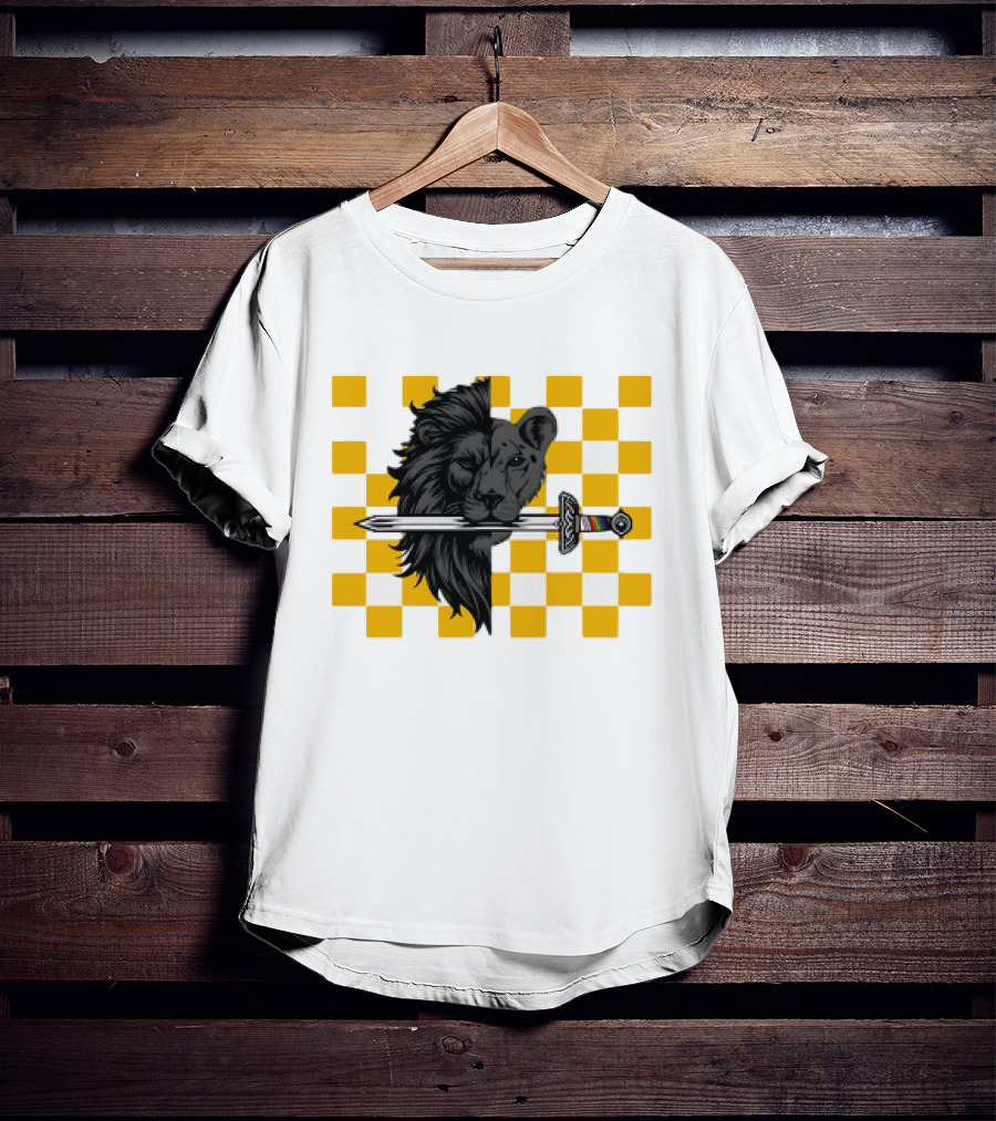 The Pride Classic Lion With Sword And Yellow Checkered Background T-Shirt