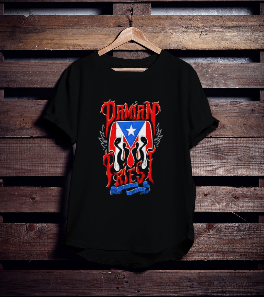 Damian Priest Puerto Rico Forever Flag And Skull Wings T-Shirt