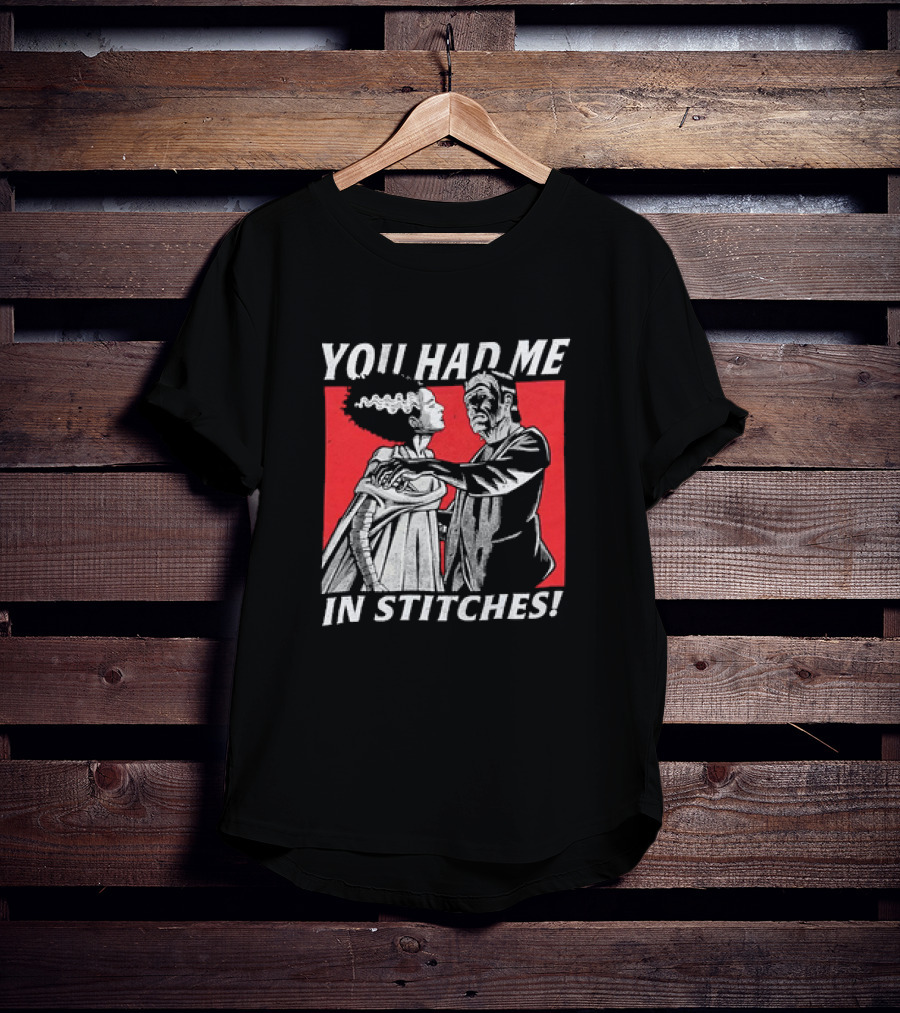 Frankenstein And The Bride You Had Me In Stitches Retro Monster Dance T-Shirt