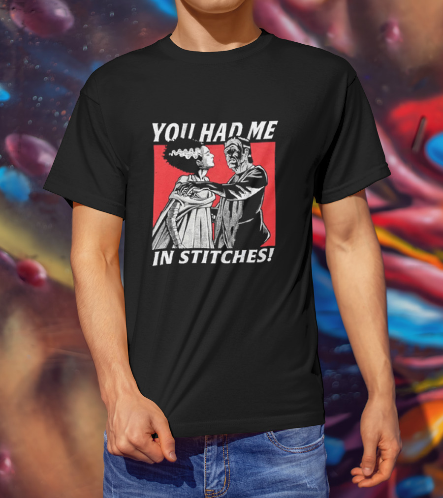 Frankenstein And The Bride You Had Me In Stitches Retro Monster Dance T-Shirt