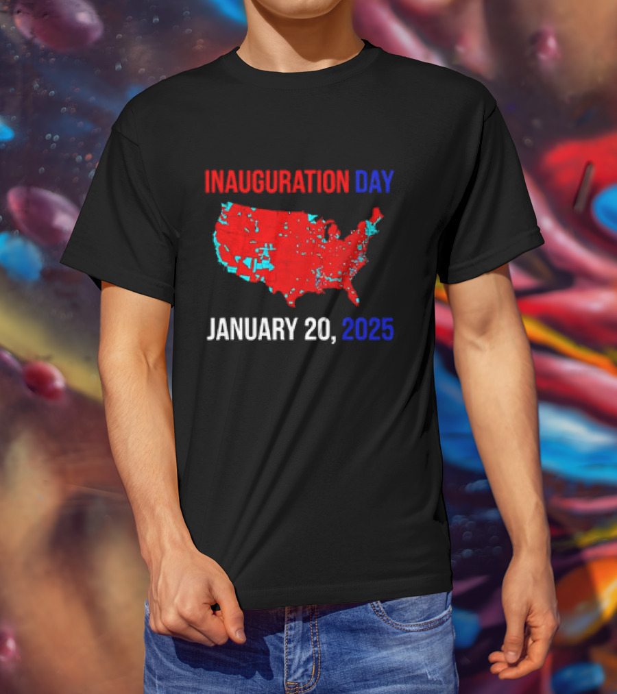 INAUGURATION DAY JANUARY 20, 2025 USA Map Red Blue T-Shirt