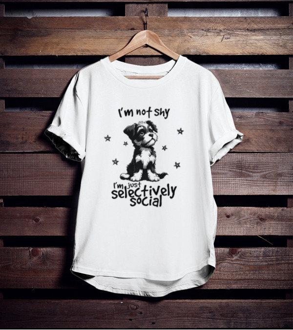 I'm Not Shy I'm Just Selectively Social Dog Surrounded By Stars T-Shirt