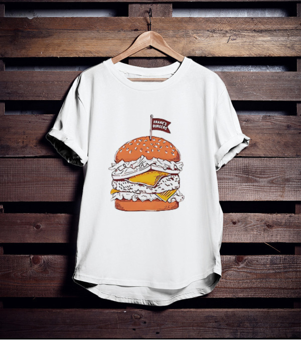 Frank’s Burgers Cheeseburger With Lettuce And Flag T-Shirt