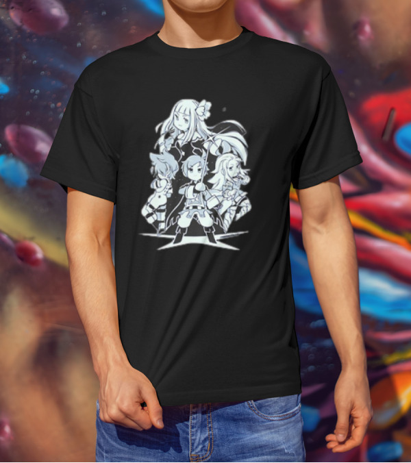 Bravely Default I'm Going All Out Anime Style Character Ensemble T-Shirt