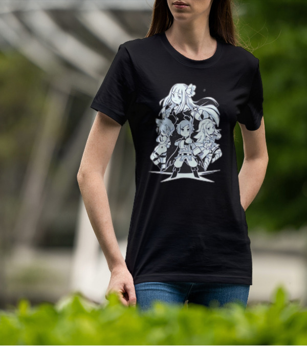 Bravely Default I'm Going All Out Anime Style Character Ensemble T-Shirt