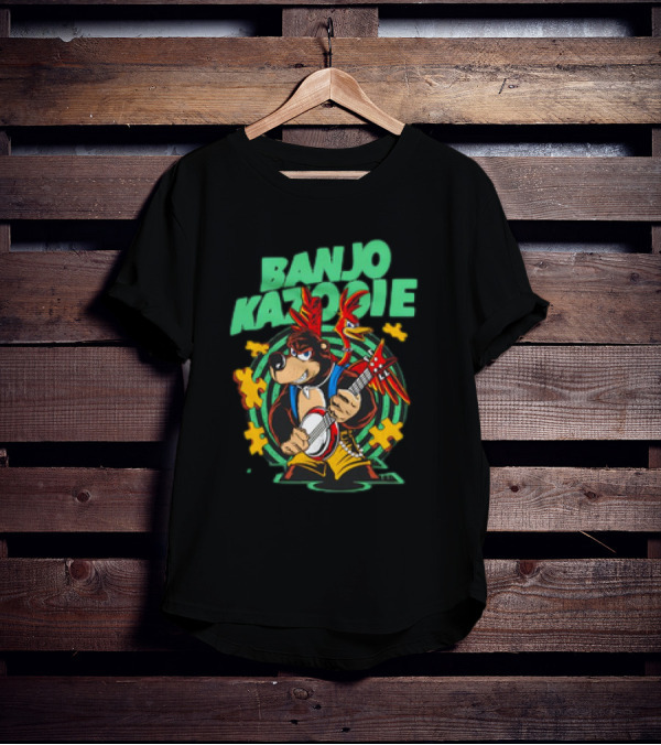 Banjo Kazooie Bear With Electric Banjo And Jiggy Pieces T-Shirt