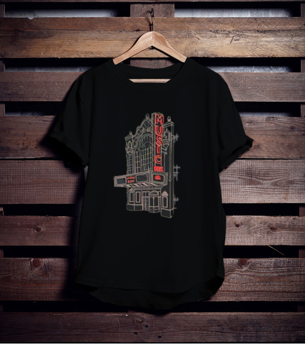 Music Box Theater Neon Sign Est 1929 T-Shirt