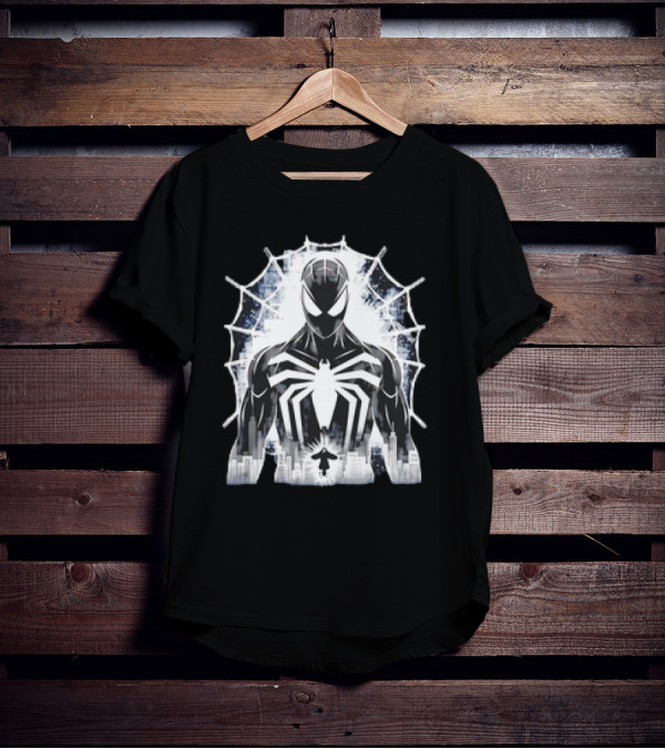 Spider-Man Noir Venom Symbiote Urban Web Cityscape T-Shirt