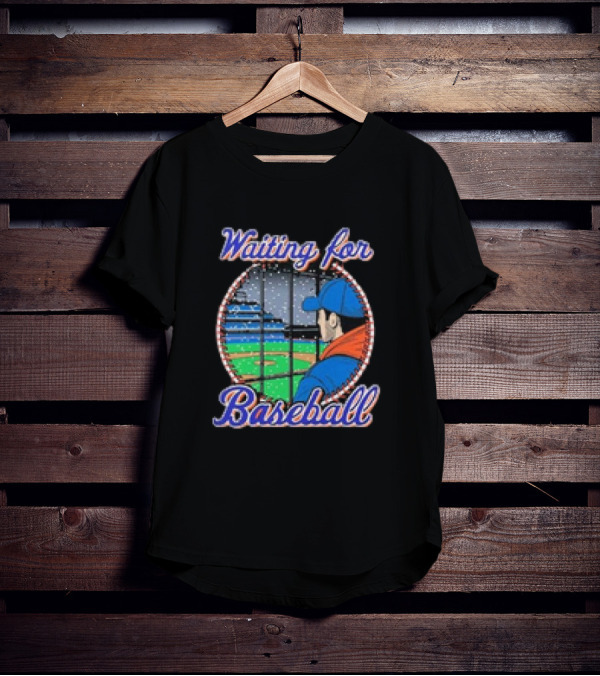 Waiting For Baseball Window View With Player In Cap And Jacket T-Shirt