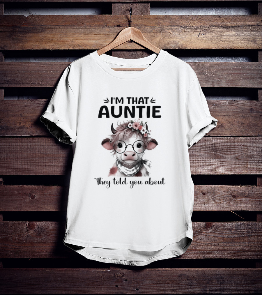 I'm That Auntie They Told You About Cow With Glasses And Flowers T-Shirt