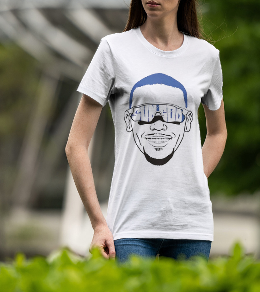 Sun God Amon Ra St Brown Big Face Sunglasses T-Shirt