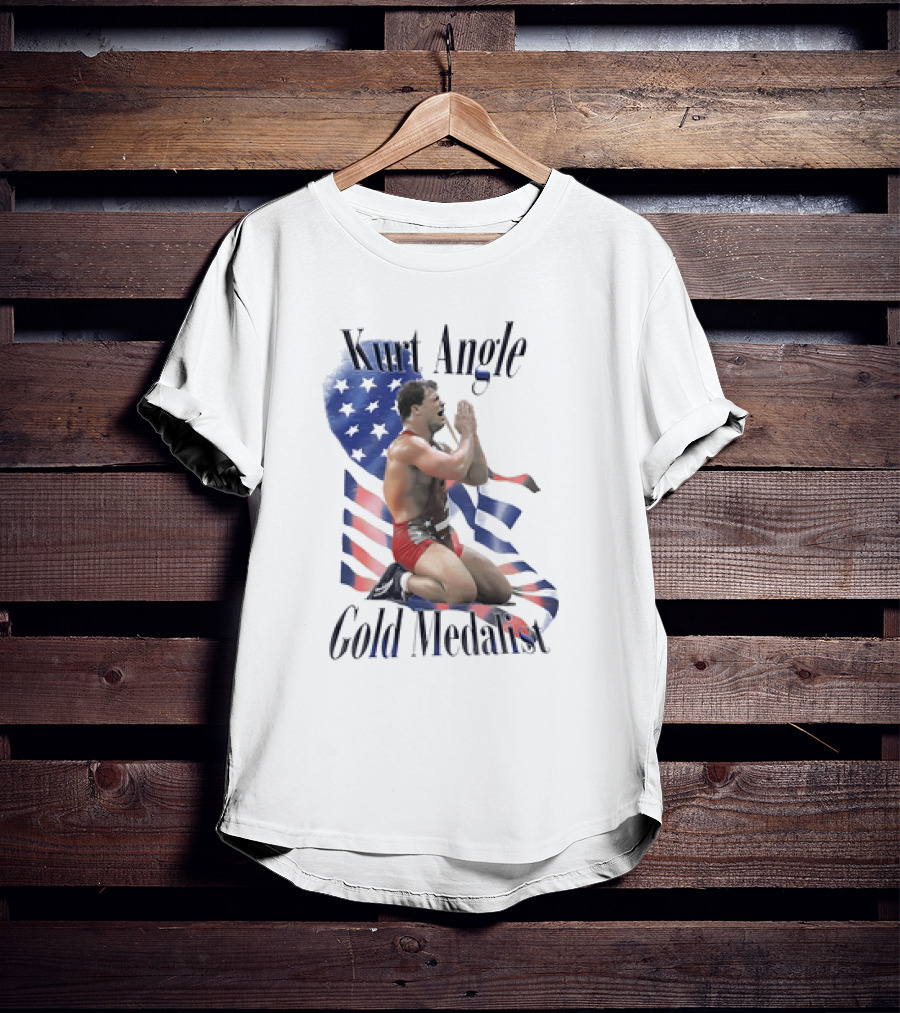 Kurt Angle Gold Medalist American Flag Wrestling Victory T-Shirt