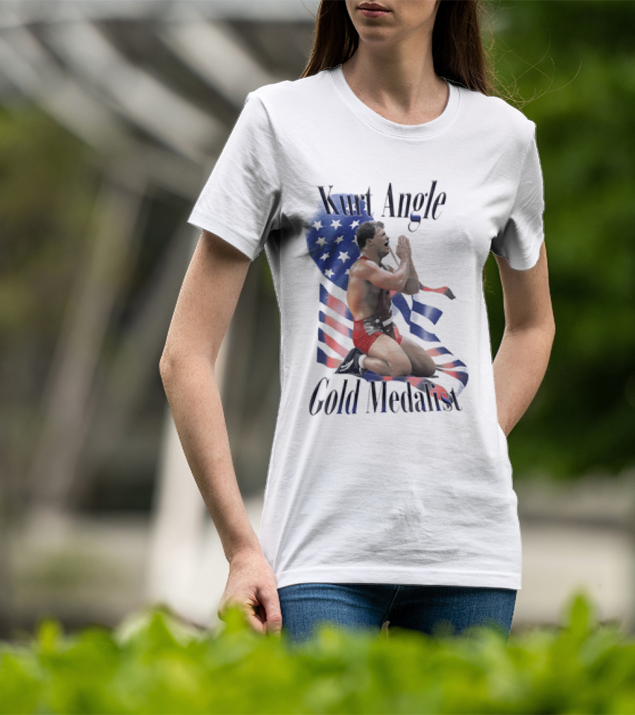 Kurt Angle Gold Medalist American Flag Wrestling Victory T-Shirt