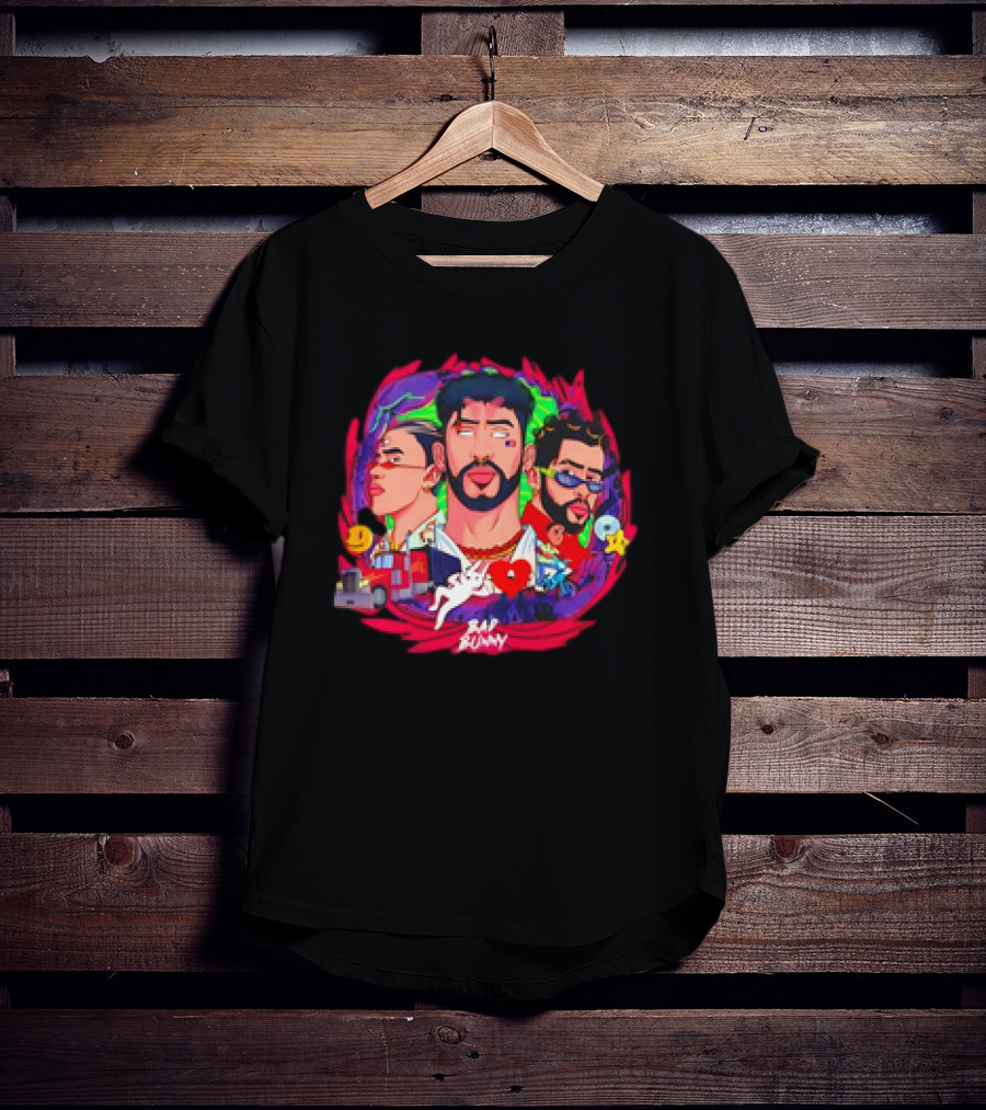 Bad Bunny X 100PRE Vintage Colorful Portraits And Iconic Symbols T-Shirt