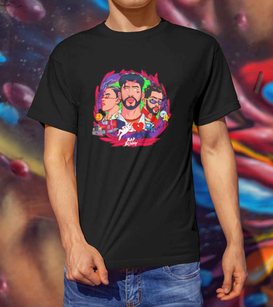 Bad Bunny X 100PRE Vintage Colorful Portraits And Iconic Symbols T-Shirt