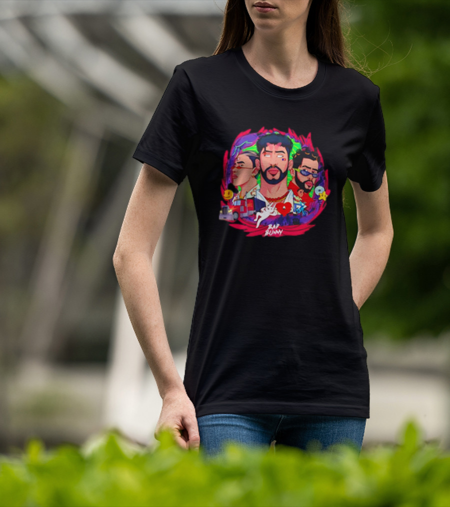 Bad Bunny X 100PRE Vintage Colorful Portraits And Iconic Symbols T-Shirt