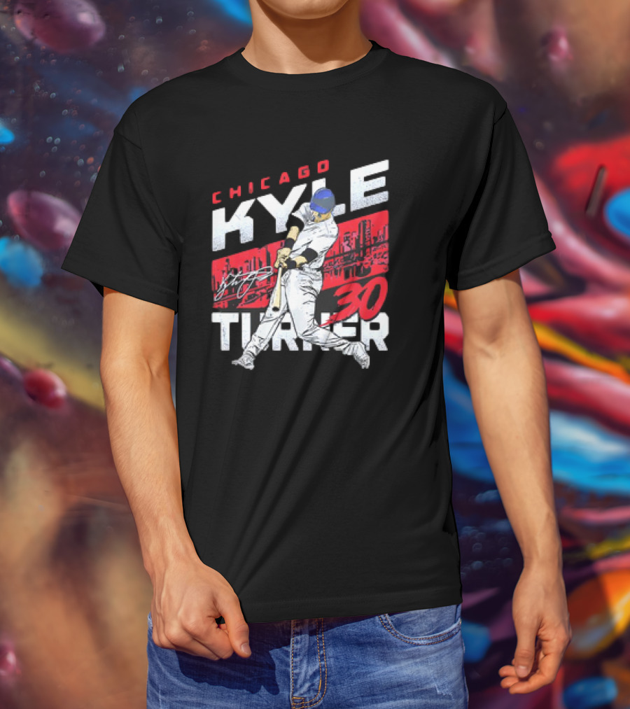 Chicago Kyle Tucker 30 Baseball City Skyline Signature T-Shirt