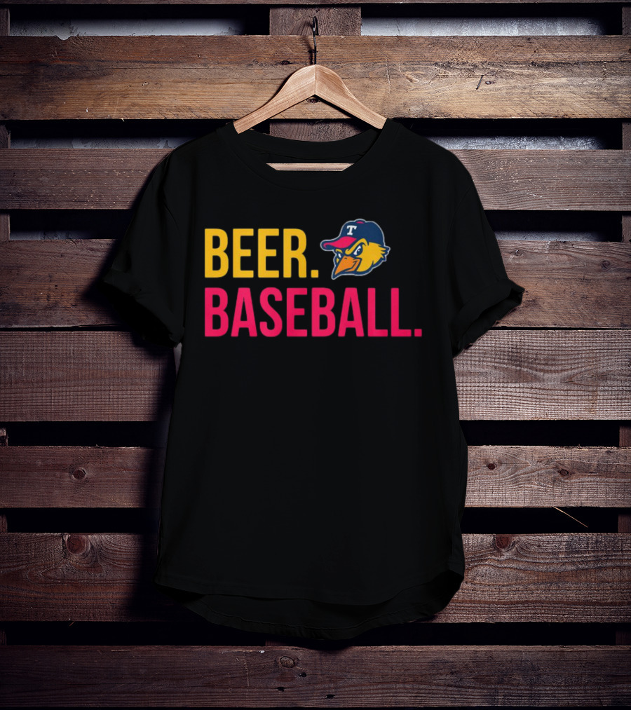 Beer Baseball T-Bird Mascot Bold Text Design T-Shirt