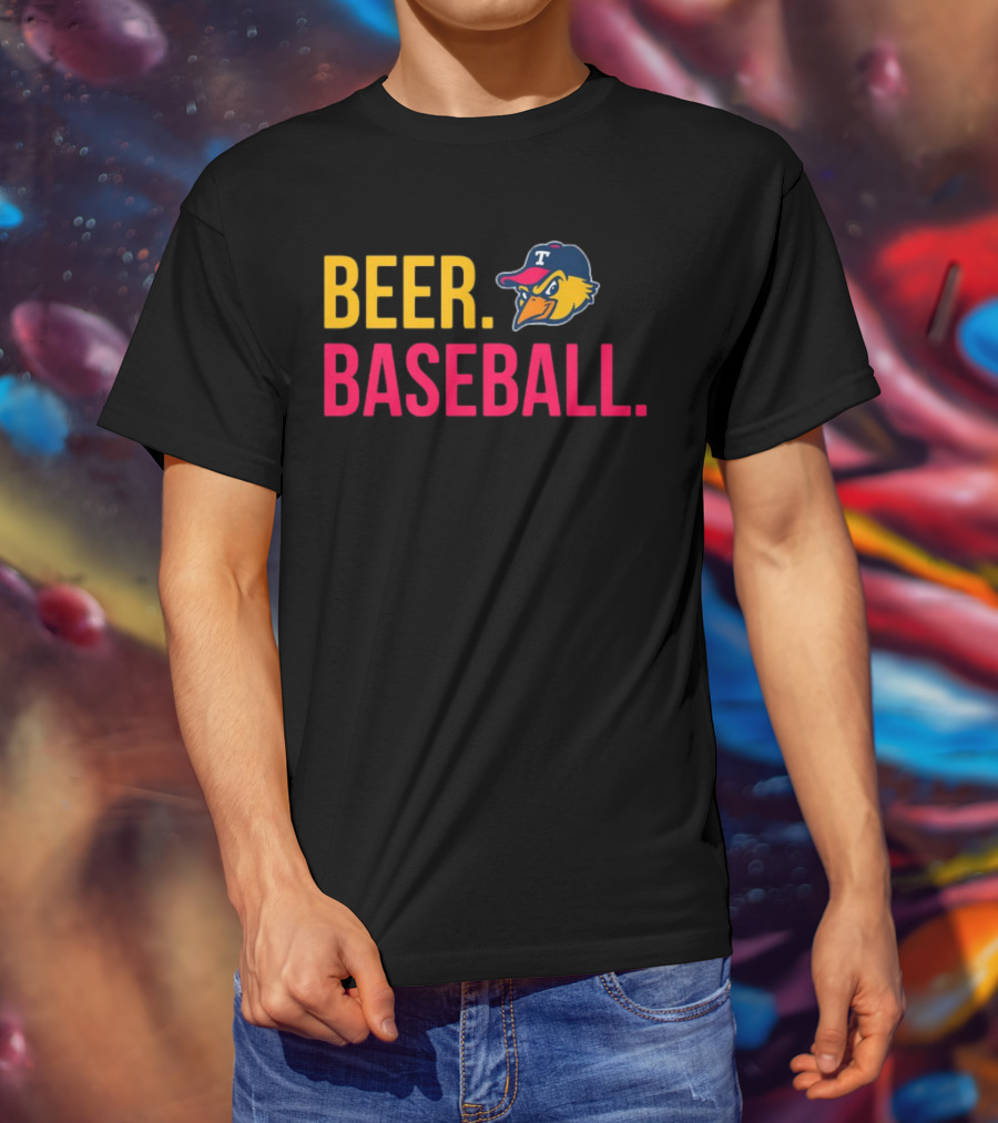 Beer Baseball T-Bird Mascot Bold Text Design T-Shirt
