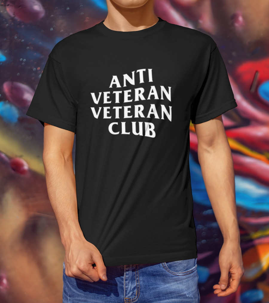 ANTI VETERAN VETERAN CLUB VINTAGE STYLE WHITE TEXT T-Shirt