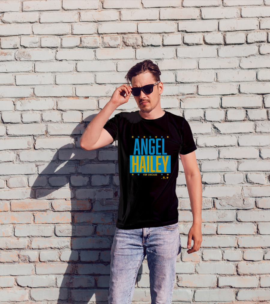 "Angel Hailey For Chicago Basketball Stars Blue Yellow" T-Shirt
