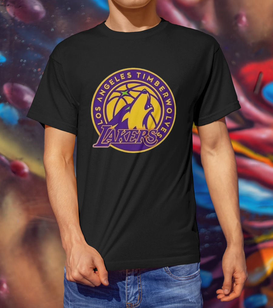 Los Angeles Timberwolves Lakers Collaboration Emblem Transformation T-Shirt