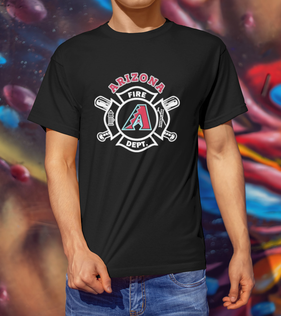 Arizona Diamondbacks Fire Dept Axe Hydrant Baseball Emblem T-Shirt