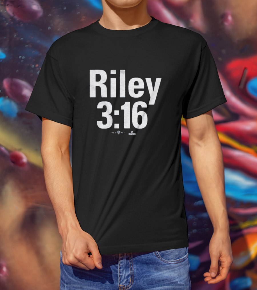 Riley 3:16 Baseball Themed Bold Text Design T-Shirt