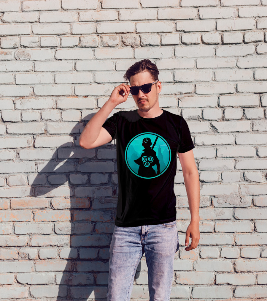 Avatar Aang Airbending Silhouette With Arrow Mark And Air Nomad Symbol T-Shirt