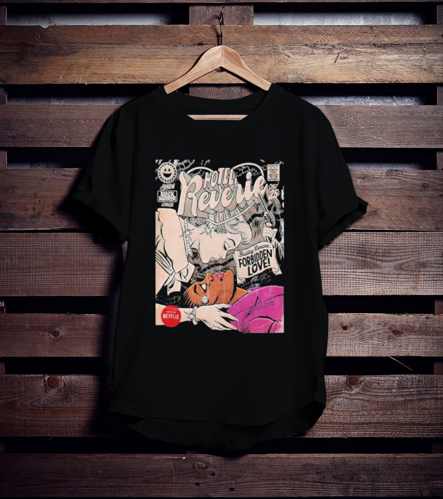 Black Mirror Comics Hotel Reverie Budding Romance Forbidden Love 2025 By Butcher Billy Netflix T-Shirt