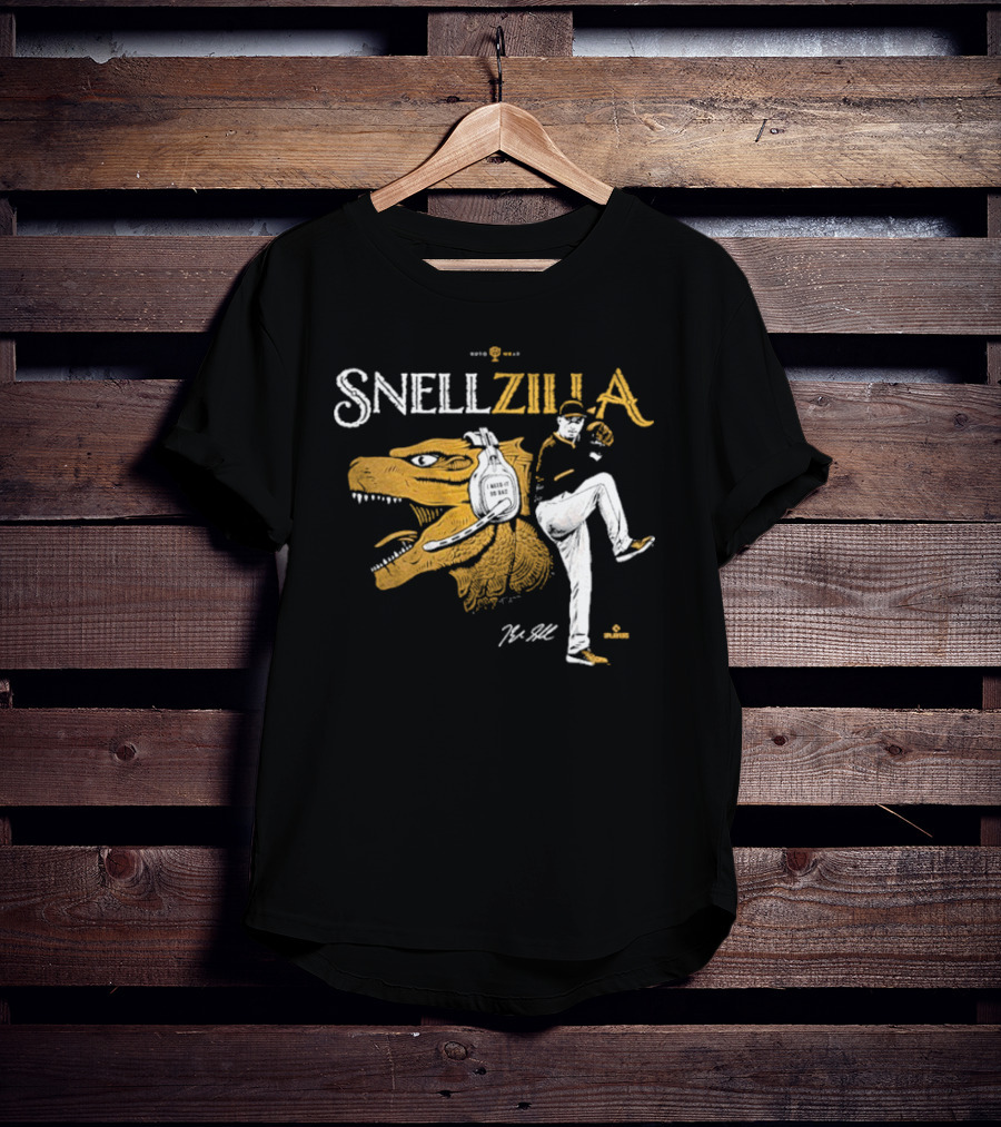 Blake Snell Snellzilla Pitching With Dinosaur Graphic Signature T-Shirt