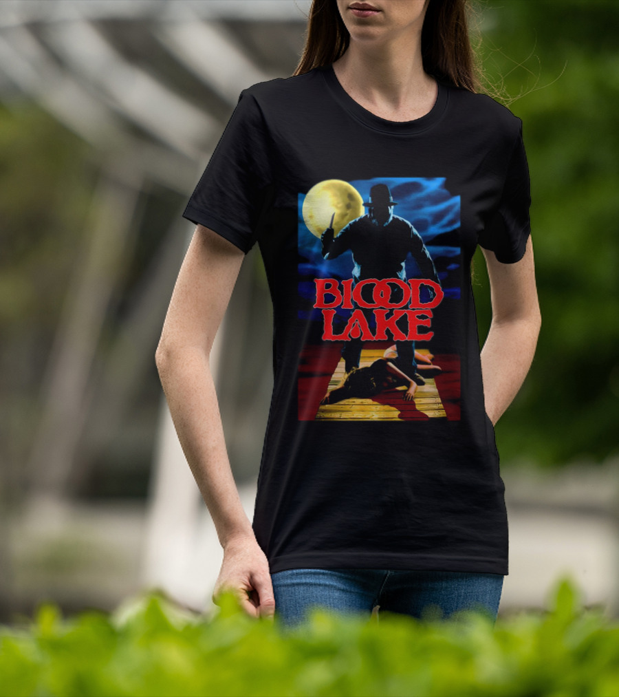 Blood Lake Horror Movie Moonlit Killer Silhouette T-Shirt