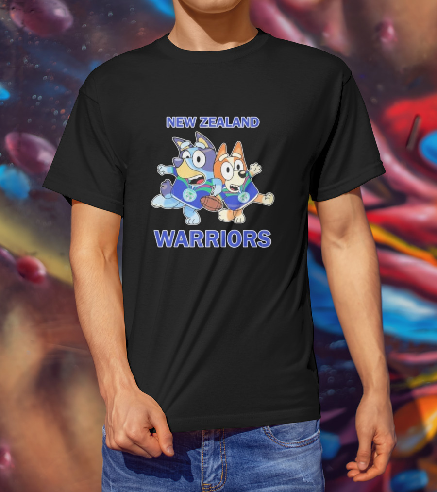 Bluey New Zealand Warriors Rugby Collaboration T-Shirt