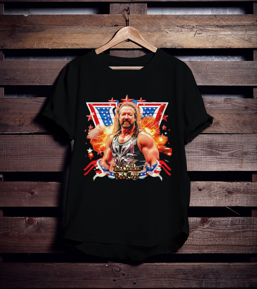 Bob Cook The Cooker Professional Wrestler Starburst American Flag T-Shirt