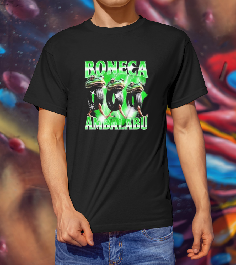 Boneca Ambalabu Frog Head With Tires And Green Lightning T-Shirt