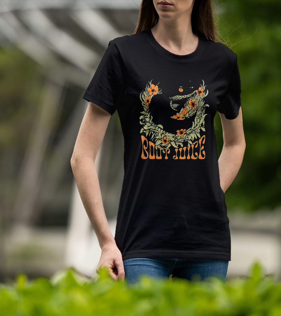 Boot Juice Snake With Floral Wreath And Orange Flowers T-Shirt