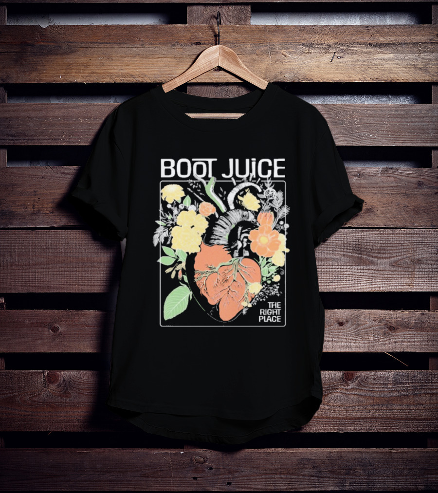 Boot Juice The Right Place Floral Heart Botanical Vintage Style T-Shirt