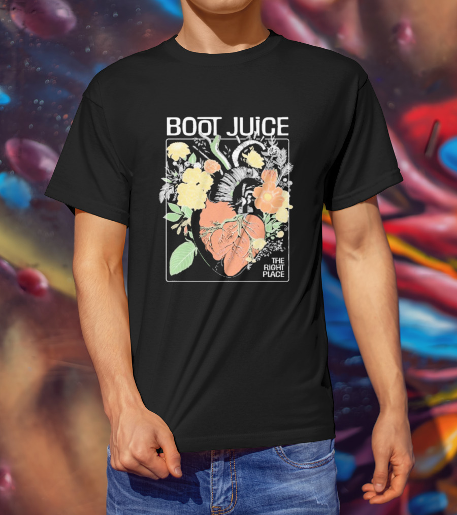 Boot Juice The Right Place Floral Heart Botanical Vintage Style T-Shirt