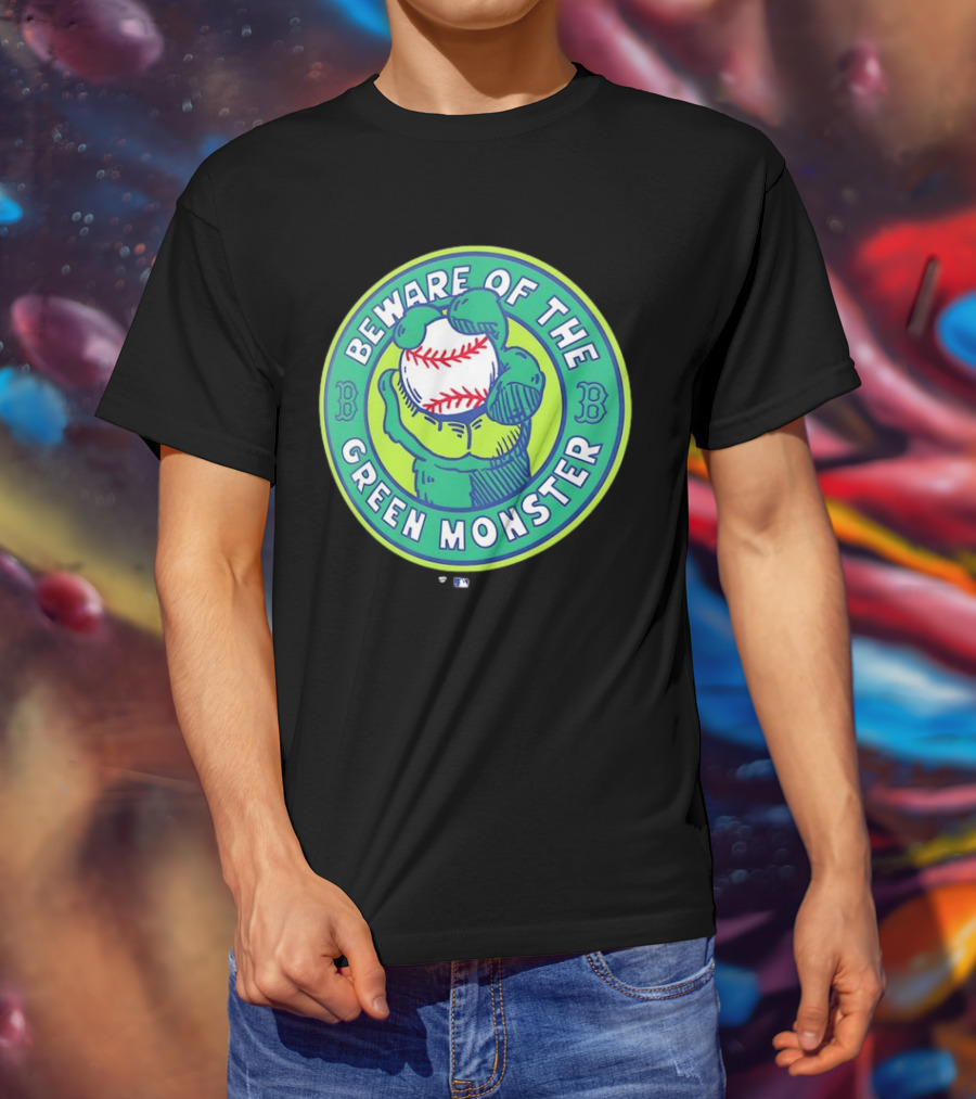 Boston Red Sox Beware Of The Green Monster Baseball Iconic Fenway Park Imagery T-Shirt