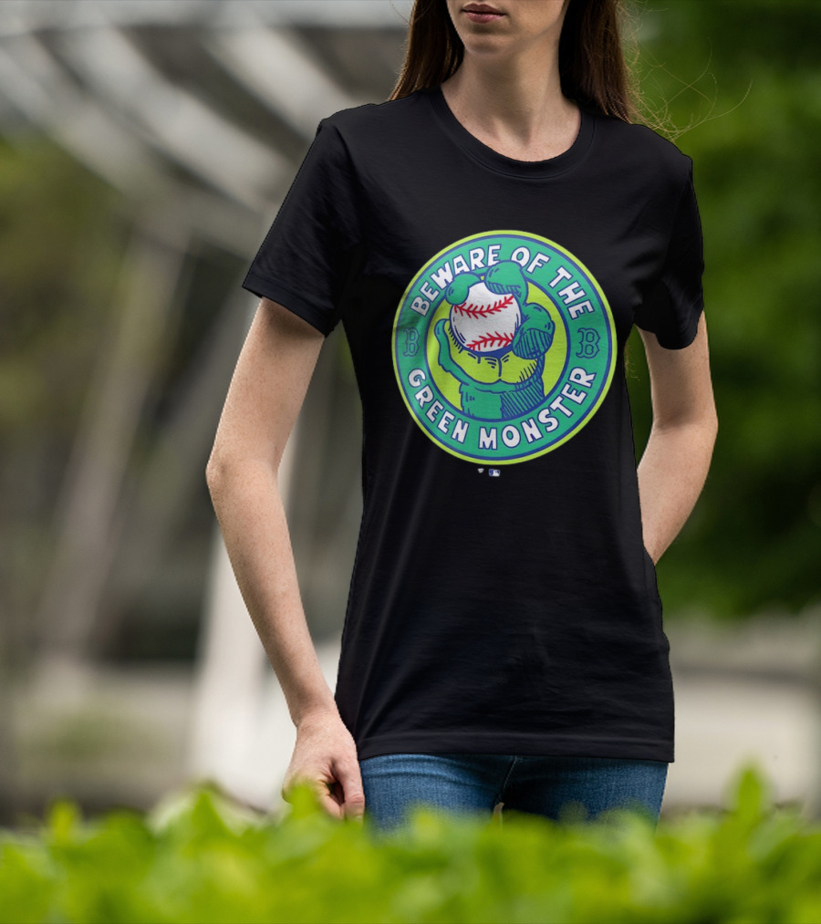 Boston Red Sox Beware Of The Green Monster Baseball Iconic Fenway Park Imagery T-Shirt